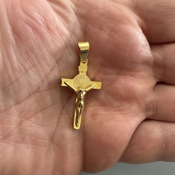 Stainless Steel Saint Jesus Christ Crucifix Pendant Chain Necklace Unisex Gold - Picture 4 of 6